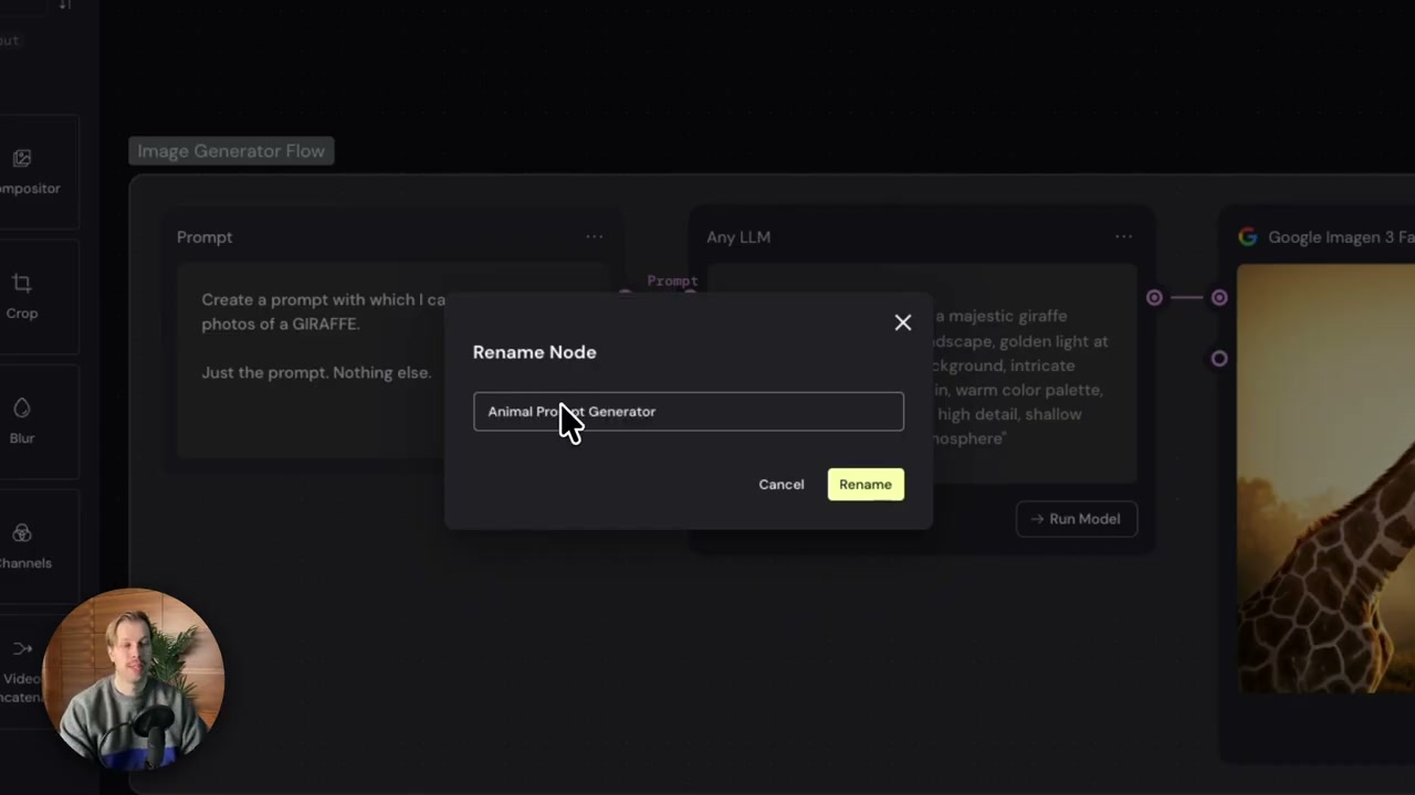 개별 노드를 rename — animal prompt generator